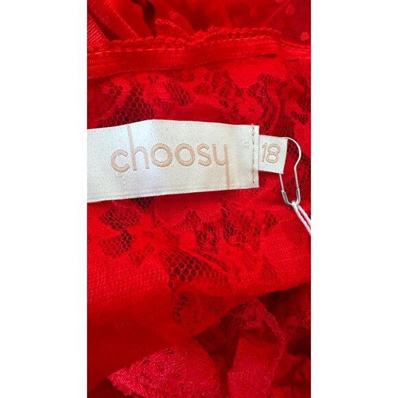 2/$30 NWT Choosy Size 18 Red Lingerie Maxi Gown Lace & Mesh - Picture 4 of 15